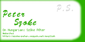 peter szoke business card